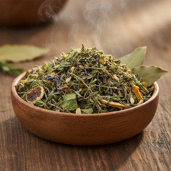 Small bowl with herbal mix for infusion