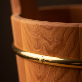 Close view of a smooth cedar rim showing soft sanding