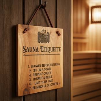 Wooden door sign reminding guests to keep rounds quiet