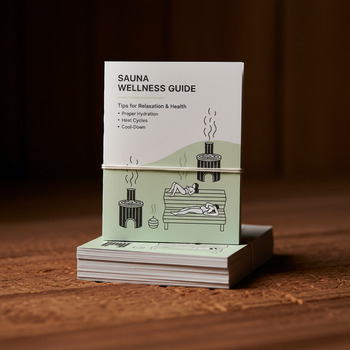 Stack of small leaflets with sauna tips