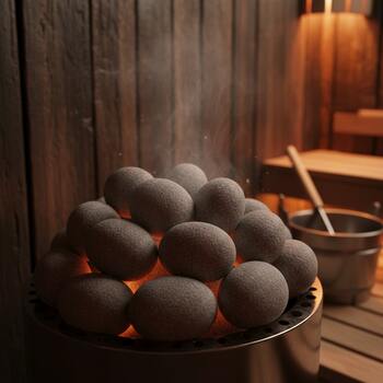 Rounded stones stacked with small gaps