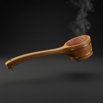 Long cedar ladle with extended handle for safe distance