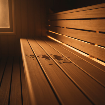 Evening glow over cedar bench