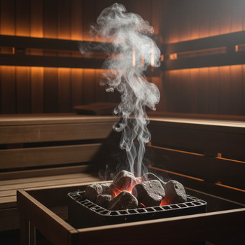 Soft steam pulse drifting above stones