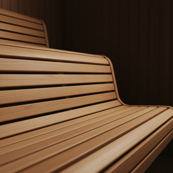 Low-profile cedar bench with soft edges